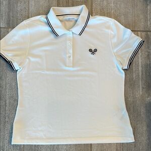 Tory Burch White Polo Tee with Black Trim